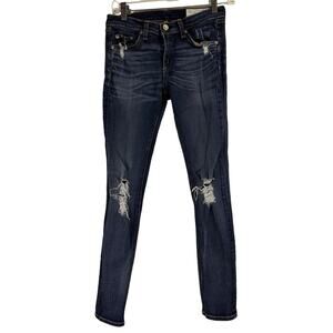 Rag & Bone Mid Rise Skinny Distressed Capri Jeans Size 27